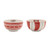 Set of Four 6" Red And White Ceramic Christmas Round Candy or Nut Bowls