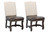 Set of Two Cream and Dark Brown Wood Leather And Linen Dining Side Chairs