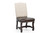 Set of Two Cream and Dark Brown Wood Leather And Linen Dining Side Chairs