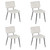 Set of Four Beige and Black Fabric and Steel Dining Side Chairs