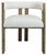 Ivory And Brown Upholstered Boucle Open Back Dining Arm Chair