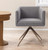 Dark Gray And Brass Upholstered Fabric Dining Arm Chair