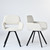 Set of Two Beige and Black Fabric and Steel Dining Arm Chairs