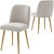 Set of Two Beige and Gold Upholstered Fabric Dining Side Chairs