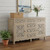 66" Gray Distressed Solid Wood Carved Floral Six Drawer Sideboard with Two Doors