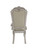 Set of Two Tufted White Upholstered Faux Leather And Wood Dining Arm Chairs