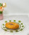Clear and Green Four Piece Palm Tree Acrylic Service For Four Dinner Plate Set