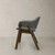 Set of Two Green and Walnut Fabric and Wood Partially Open Back Dining Arm Chairs