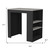 36" Gray and Black Faux Marble and Wood Kitchen Island With Storage