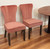 Set of Two Blush and Brown Upholstered Velvet Dining Parsons Chairs