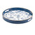 14" Blue White And Gold Pinecone Round Serving Tray