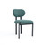 Set of Two Green and Black Chenille And Metal Partially Open Back Dining Side Chairs