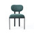 Set of Two Green and Black Chenille And Metal Partially Open Back Dining Side Chairs