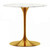 32" White And Gold Marble And Metal Dining Table