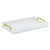 16" White Faux Shagreen Serving Tray With Handles
