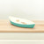 10" Aqua And White Cast Iron Oval Boat Shaped Tray