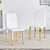 Set of Four White and Gold Faux Leather and Metal Dining Side Chairs