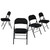 Set of Four Black Faux Leather and Steel Folding Chairs