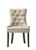 Set of Two Tufted Beige and Oak Upholstered Fabric And Solid Wood Dining Side Chairs