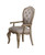 Set of Two Tufted Beige and Taupe Upholstered Fabric And Solid Wood Dining Arm Chairs