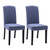 Set of Two Navy Blue And Black Upholstered Polyester Dining Parsons Chairs
