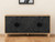 68" Natural and Black Distressed Carved Floral Sideboard with Four Doors