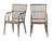 Set of Two Natural Rattan Slat Back Dining Arm Chairs