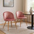 Set of Two Pink and Oak Upholstered Velvet Dining Side Chairs