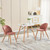 Set of Two Pink and Oak Upholstered Velvet Dining Side Chairs