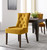 Set of Two Tufted Yellow and Espresso Upholstered Velvet And Solid Wood Dining Side Chairs