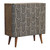 32" Dark Brown Black and White Solid Wood And Inlaid Bone Textured Accent Cabinet With Two Doors