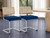Set of Two Navy Blue and Silver Upholstered Velvet Dining Side Chairs