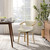 Off White and Natural Upholstered Faux Leather Dining Arm Chair