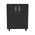 35" Black Wood Rolling Storage Cabinet With Two Doors