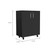 35" Black Wood Rolling Storage Cabinet With Two Doors