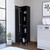 71" Black Wood Pantry Or Storage Cabinet