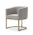 Light Gray And Antiqued Brass Upholstered Fabric Dining Arm Chair