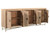 95" Natural And Antiqued Gold Solid Wood Carved Geometric Sideboard with Six Doors - 880016586343