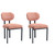 Set of Two Salmon and Black Chenille And Metal Partially Open Back Dining Side Chairs
