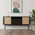59" Black And Natural Wood Two Drawer Sideboard with Two Sliding Doors - 880016779349