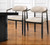 Set of Two Beige And Black Upholstered Fabric Open Back Dining Arm Chairs