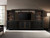 72" Brown and Black Distressed Wood Dining Hutch With Two Doors