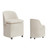 Set of Two Beige Chenille Wing Back Dining Chairs With Wheels