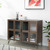 37" Antiqued Brass and Brown Metal and Solid Wood Accent Cabinet With Two Doors