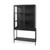 36" Black Solid Wood and Metal Display Cabinet With Two Doors