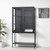 36" Black Solid Wood and Metal Display Cabinet With Two Doors
