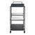 25" Black Steel and Faux Marble Glass Rolling Bar Cart