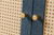 60" Blue Wood And Rattan Distressed Sideboard with Four Doors