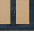 60" Blue Wood And Rattan Distressed Sideboard with Four Doors