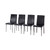 Set of Four Black and Silver Faux Leather and Metal Dining Side Chairs - Black, Silver